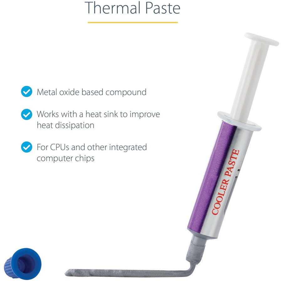 Pasta térmica StarTech.com, compuesto disipador de calor de óxido metálico de 1,5 g, jeringas resellables, pasta para CPU