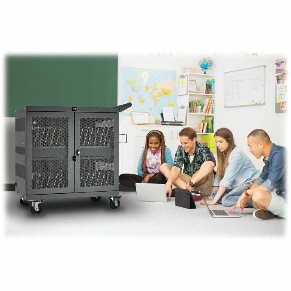 Eaton Tripp Lite Series Multi-Device Charging Cart, 32 USB Ports, iPad and Android Tablets, Wall-Mount Option, Black
