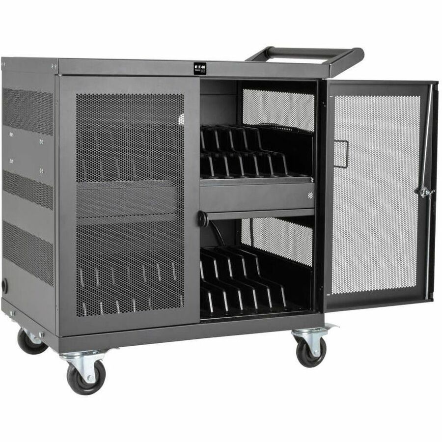 Eaton Tripp Lite Series Multi-Device Charging Cart, 32 USB Ports, iPad and Android Tablets, Wall-Mount Option, Black