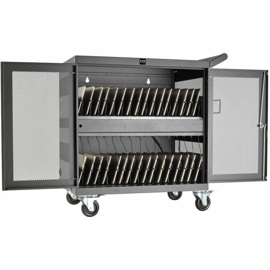 Eaton Tripp Lite Series Multi-Device Charging Cart, 32 USB Ports, iPad and Android Tablets, Wall-Mount Option, Black