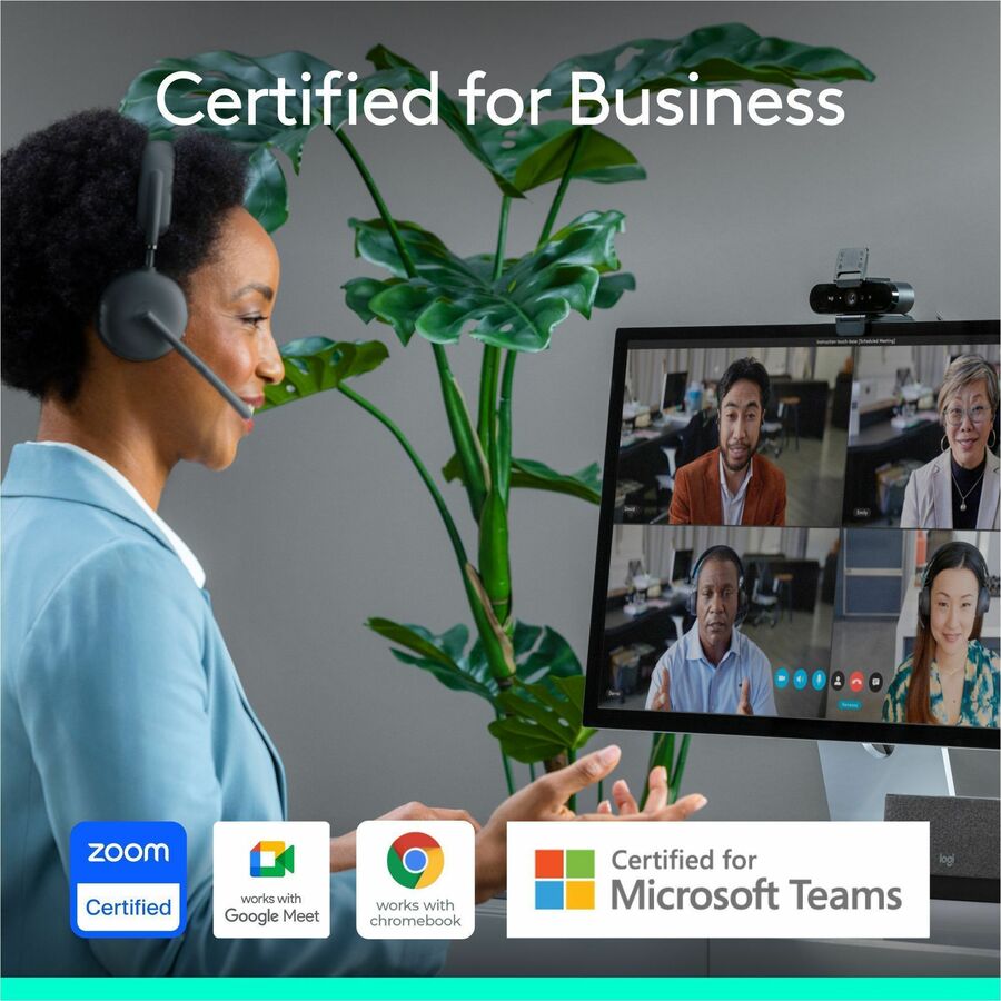 Logitech Brio 4K Webcam for Business, biometrics login with Windows Hello, auto-light correction, noise-canceling, Works with Microsoft Teams, Zoom, Google Meet, PC/Mac