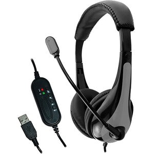 AVID Education AE-39 USB Headset with Microphone and Inline Controls, Gray
