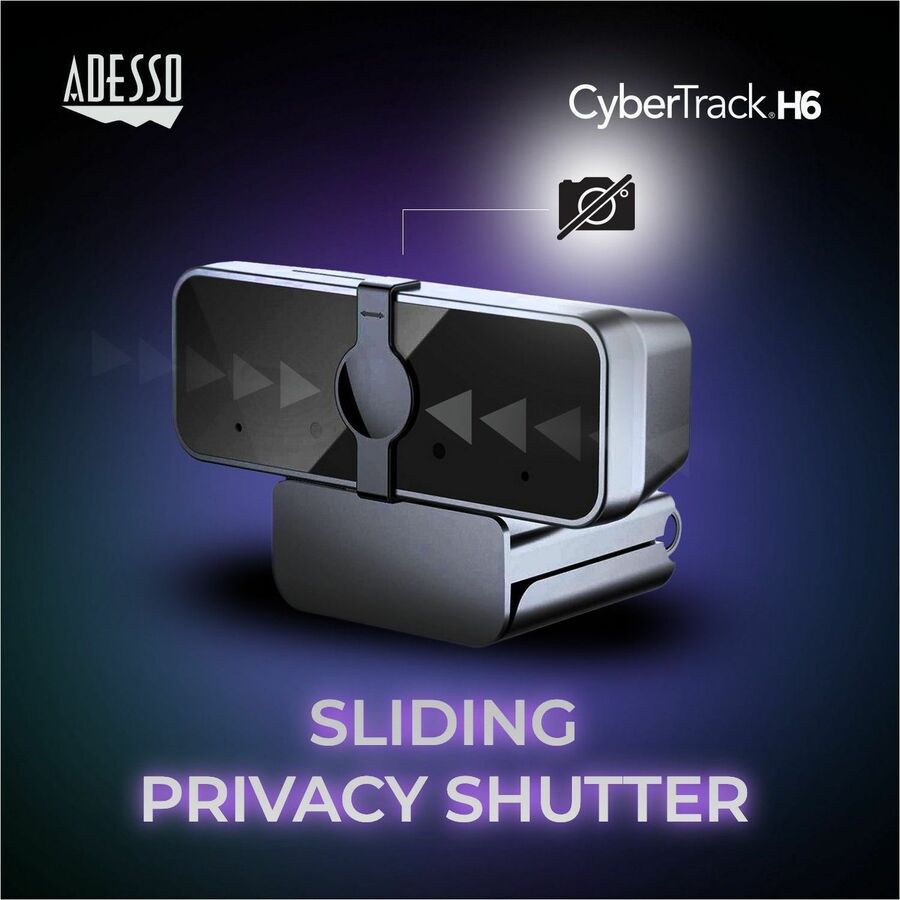 Adesso CyberTrack H6 4K Ultra HD Webcam - 8 Megapixel - 30 fps - USB 2.0 - Fixed Focus - Tripod mount - Privacy shutter