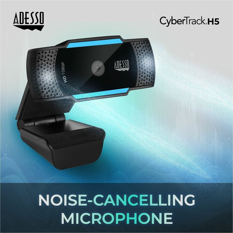 Adesso CyberTrack H5 1080P Webcam - 2.1 Megapixel - 30 fps - USB 2.0 - Auto Focus - Built-In MIC - Tripod Mount - Privacy Shutter Cover