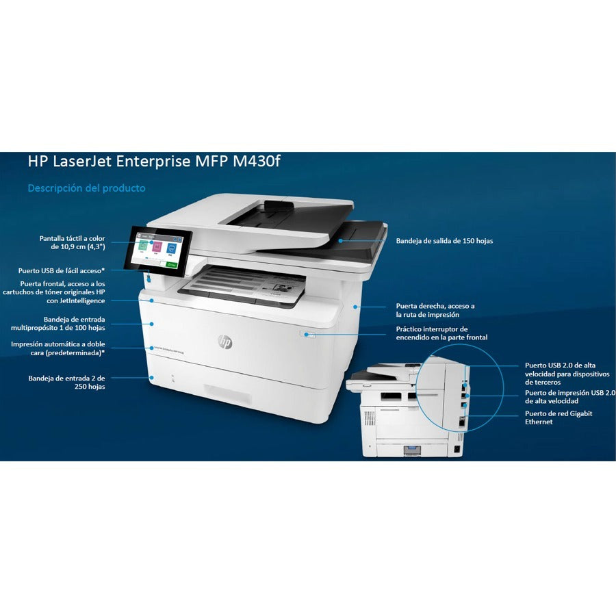 HP LaserJet M430f Laser Multifunction Printer-Monochrome-Copier/Fax/Scanner