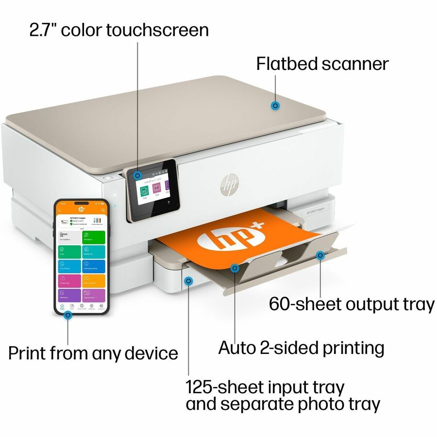 HP ENVY Inspire 7255e Wireless Color All-in-One Printer with bonus 6 months Instant Ink with HP+ (1W2Y9A)