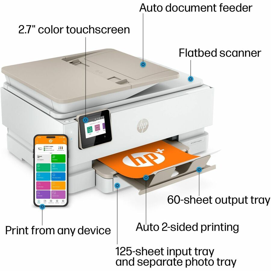 HP ENVY Inspire 7955e Inkjet Multifunction Printer-Color-Copier/Scanner-ppm Mono/10 ppm Color Print-4800x1200 dpi