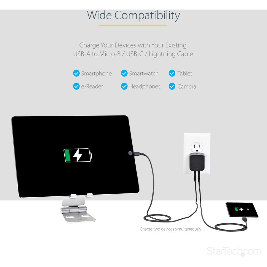 2 Port USB Wall Charger - 17W