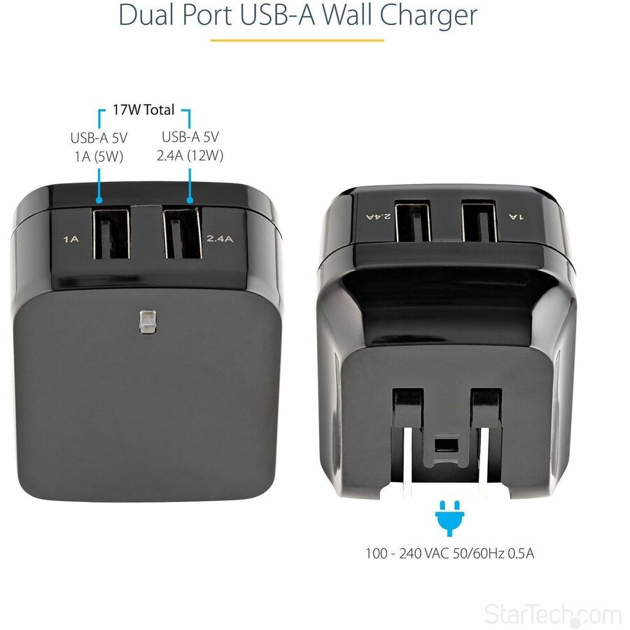 2 Port USB Wall Charger - 17W