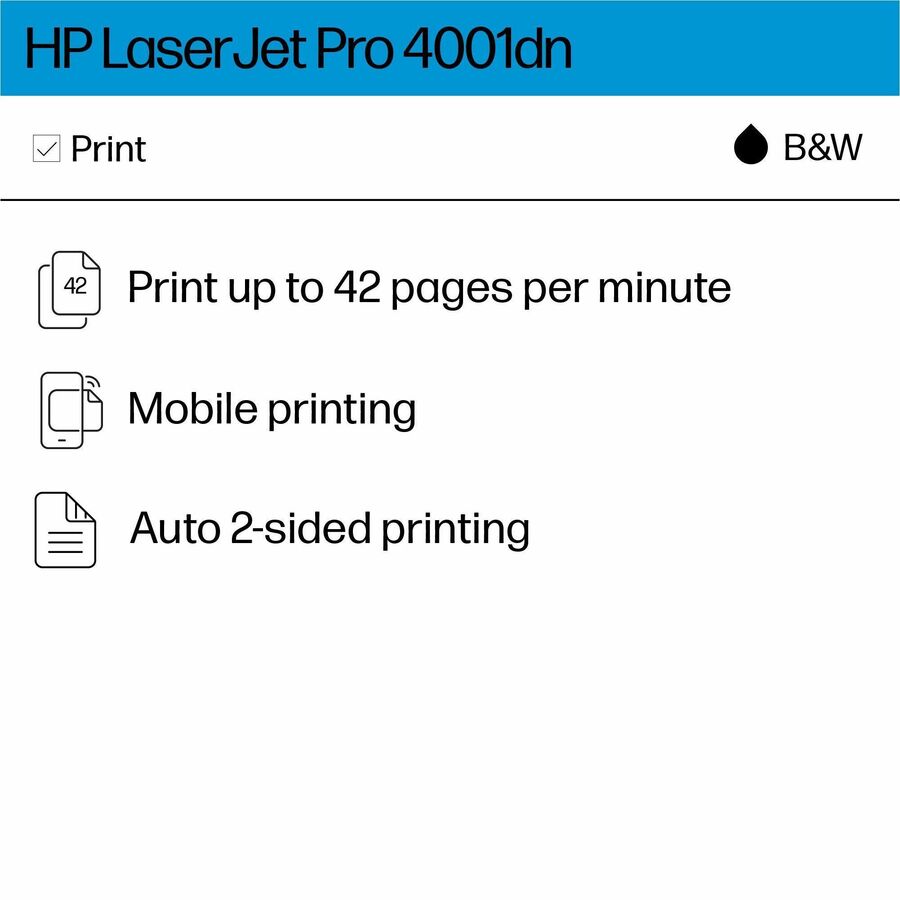 Impresora láser monocromática HP LaserJet Pro 4001 4001dn con cable de escritorio