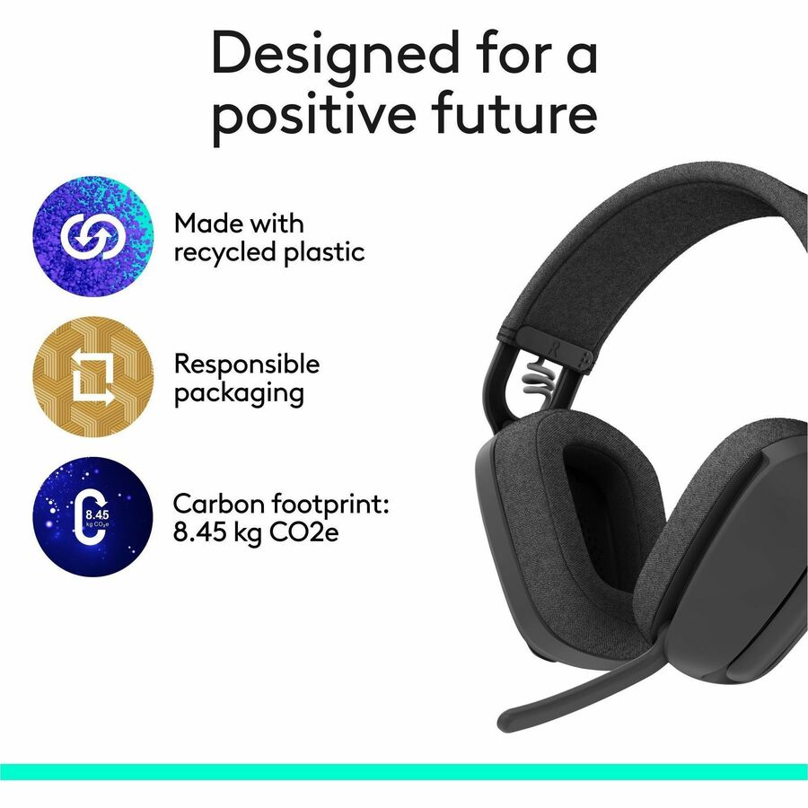 Logitech Zone Vibe Wireless Bluetooth® headphones with USB receiver and noise-canceling mic