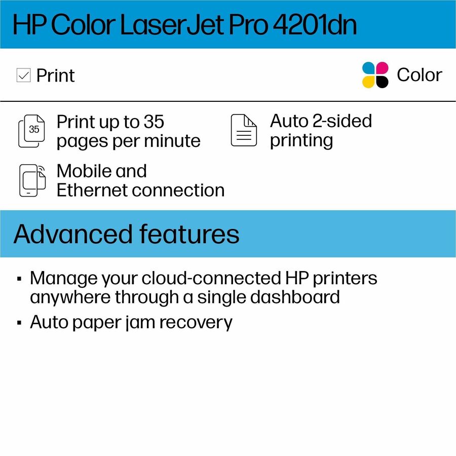 HP LaserJet Pro 4200 4201dn Desktop Wired Laser Printer - Color