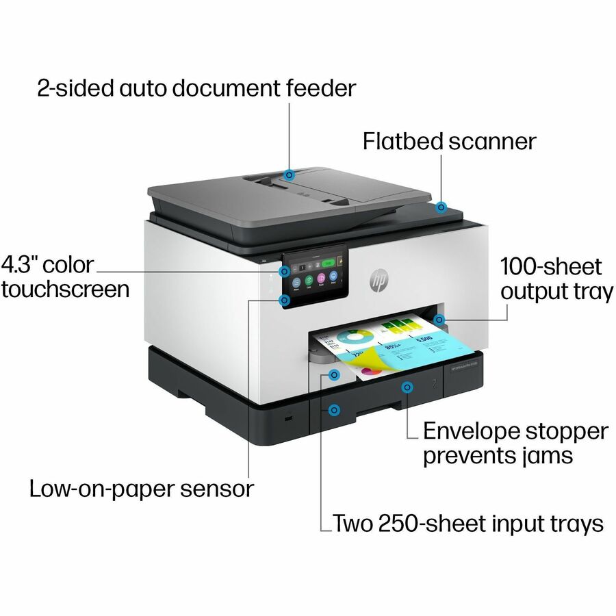 HP Officejet Pro 9130b Wired & Wireless Inkjet Multifunction Printer - Color - Cement