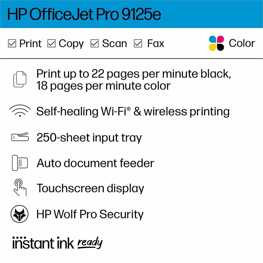 HP Officejet Pro 9125e Wired & Wireless Inkjet Multifunction Printer