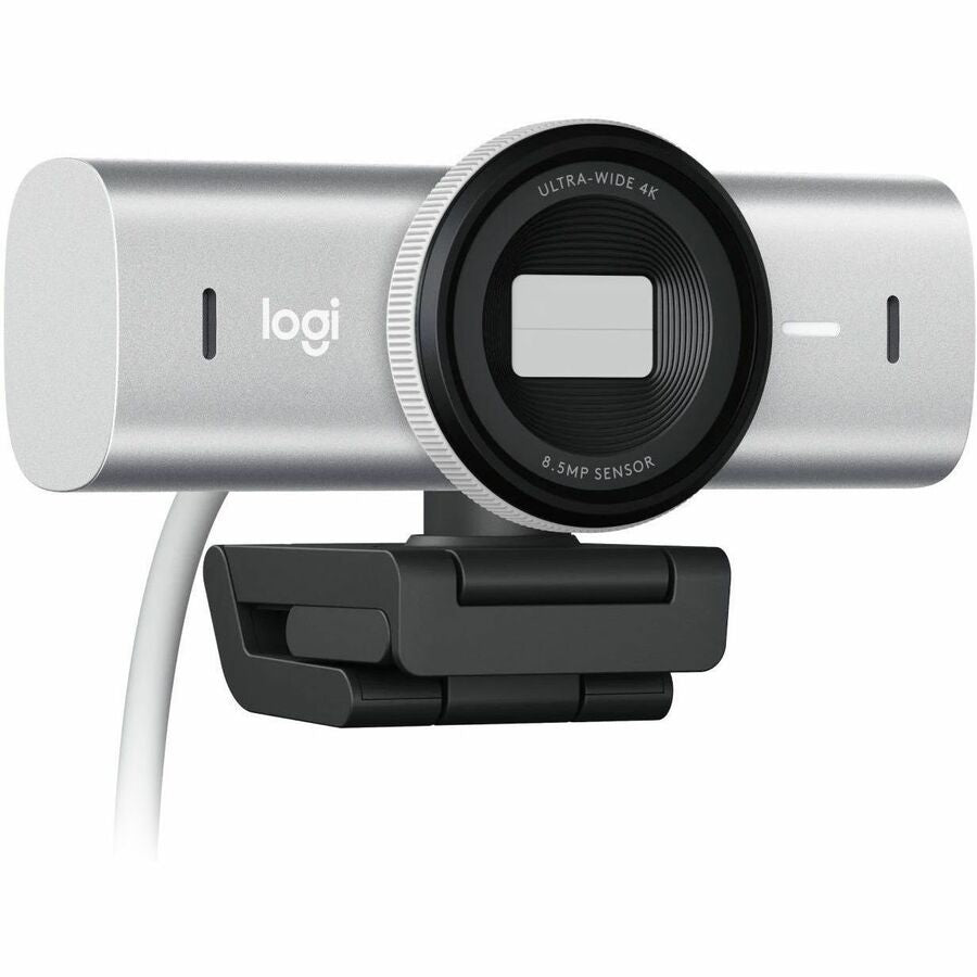 Logitech MX Brio Ultra HD 4K Collaboration and Streaming Webcam, 1080p at 60 FPS, Dual Noise Reducing Mics, Show Mode, USB-C, Webcam Cover, Works with Microsoft Teams, Zoom, Google Meet, Pale Gray