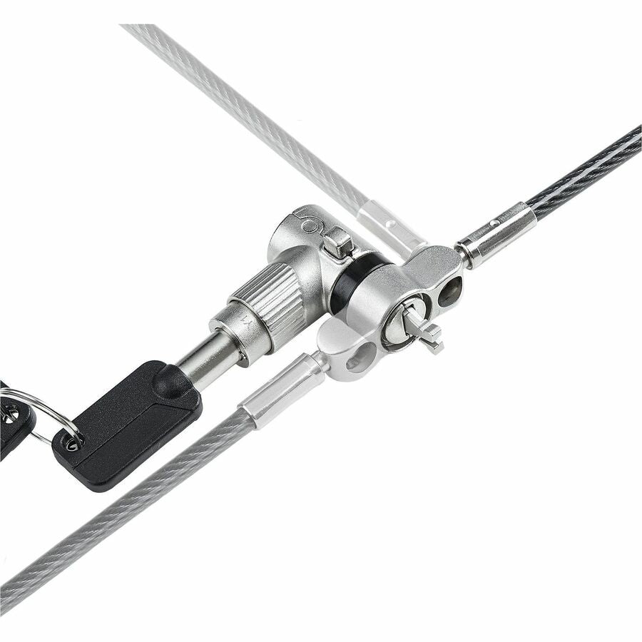 StarTech.com 3-in-1 Universal Laptop Lock 6.6ft, Master Keyed Locking Cable, Security Cable, Compatible w/Noble Wedge®/Nano/K-Slot