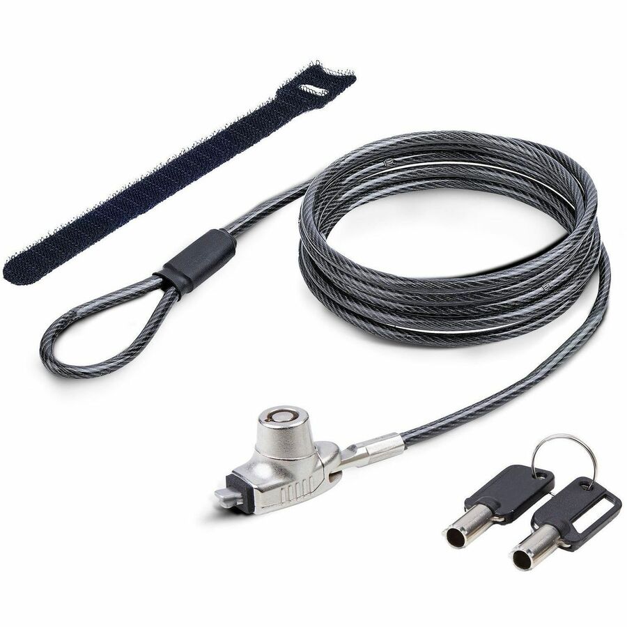 StarTech.com Slim Lock Noble Wedge® Slot Compatible, 6.6ft (2m) Keyed Locking Cable, Desk Anti-Theft Security For Laptop/Notebook Computer
