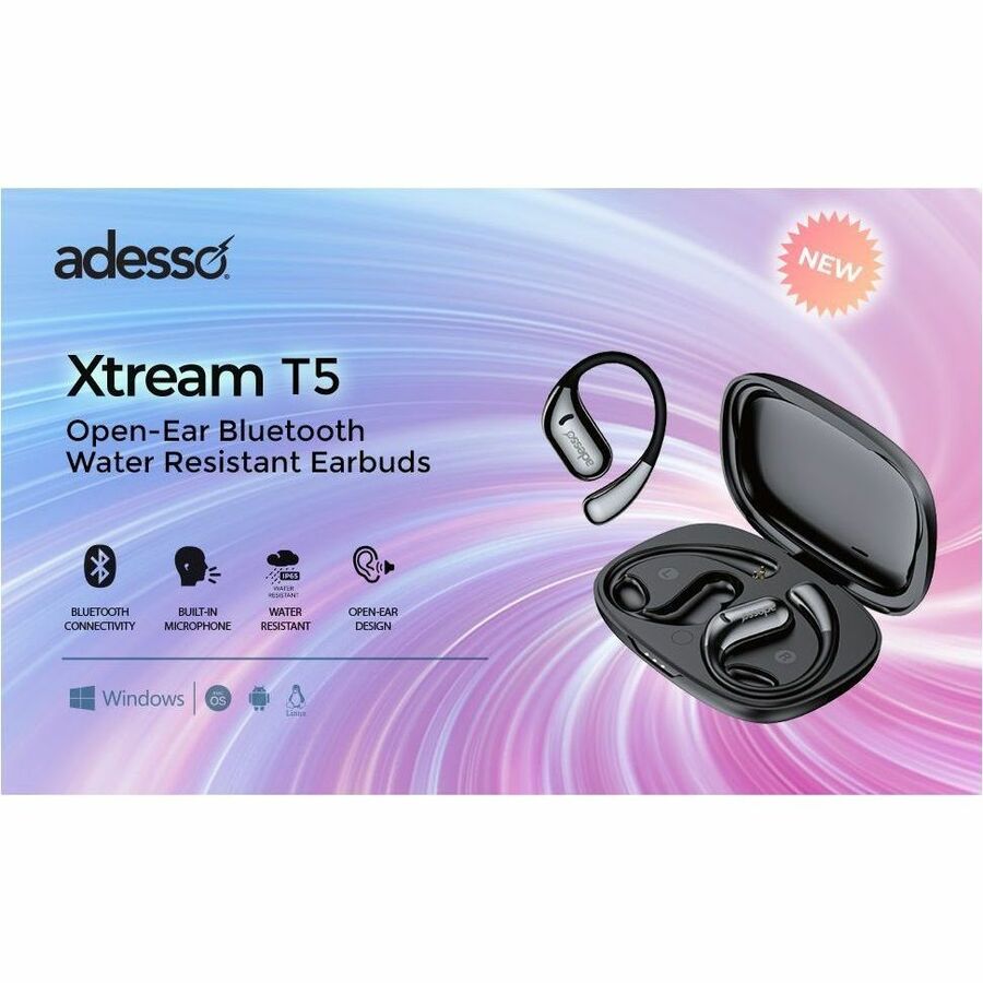 Adesso Xtream T5 Open-Ear Bluetooth Water Resistant Earbuds