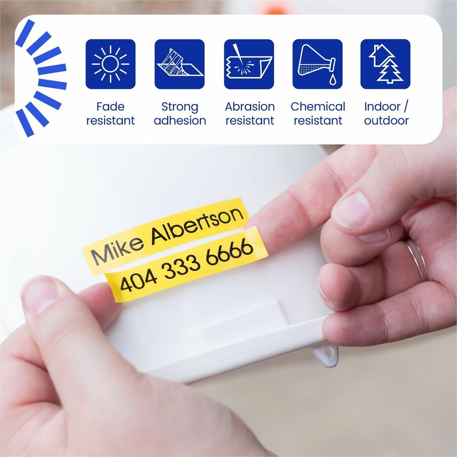 Brother Genuine P-touch TZeS631 BK on YL Label Tape, Strong Adhesive Lam., 12mmX8m