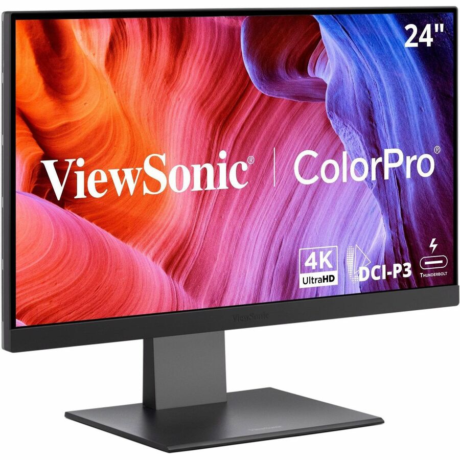 ViewSonic VP2488-4K 24 Inch 4K Mac-Ready Monitor with 100%sRGB, 98% DCI-P3, Pantone Validated, Advanced Ergonomics, Thunderbolt 4, USB Hub, HDMI, and DP for Home and Office