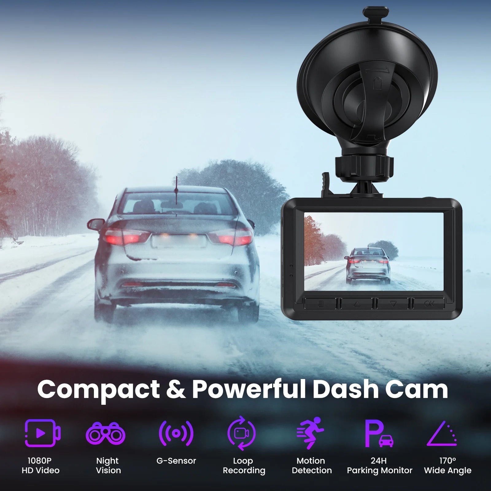 Q5 Dash Cam Front and Rear, Dash Cam 1080P Full HD with 2.45