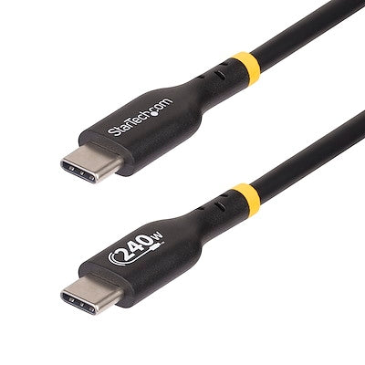 StarTech.com 3ft USB-C Charging Cable, USB-IF Certified USB C Cable, 240W PD EPR, USB 2.0 Type-C Laptop Charger Cord, TPE Jacket, M/M