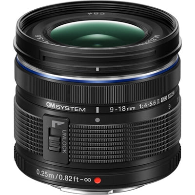 Om System M. ZUIKO DIGITAL - 9 mm to 18 mm - f/4 - f/22 - Super Wide Angle Varifocal Lens