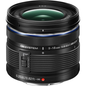 Om System M. ZUIKO DIGITAL - 9 mm to 18 mm - f/4 - f/22 - Super Wide Angle Varifocal Lens