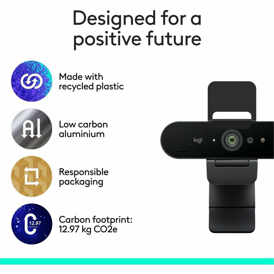 Logitech Brio 4K Webcam for Business, biometrics login with Windows Hello, auto-light correction, noise-canceling, Works with Microsoft Teams, Zoom, Google Meet, PC/Mac