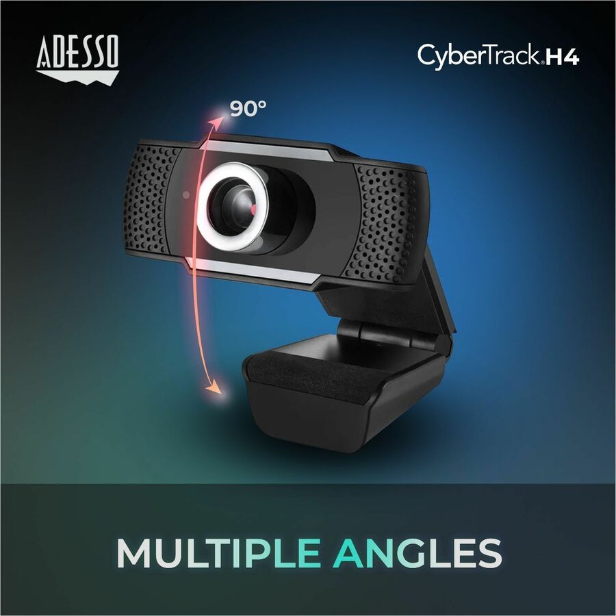 Adesso CyberTrack H4 1080P USB Webcam - 2.1 Megapixel - 30 fps - Manual Focus-Tripod Mount