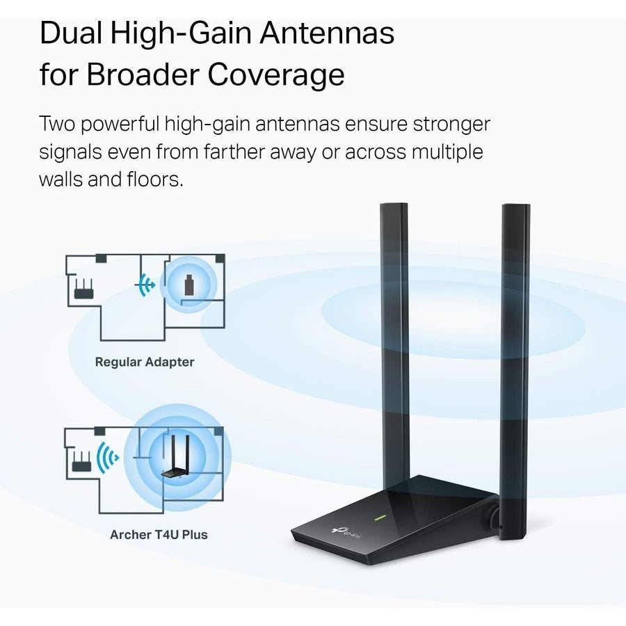 TP-Link Archer T4U Plus - IEEE 802.11ac Dual Band Wi-Fi Adapter for Desktop Computer/Notebook/Wireless Router