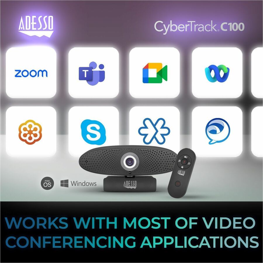Adesso CyberTrack C100 Webcam - 8 Megapixel - 30 fps - USB 2.0