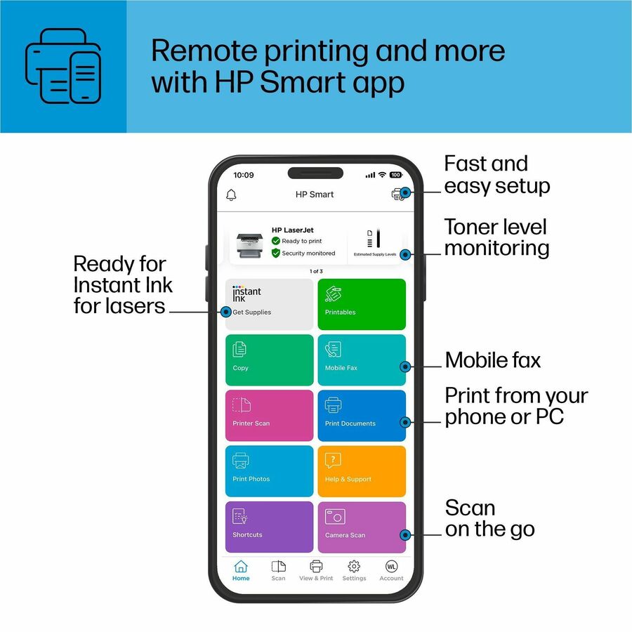 HP LaserJet 200 M209dw Desktop Wireless Laser Printer - Monochrome