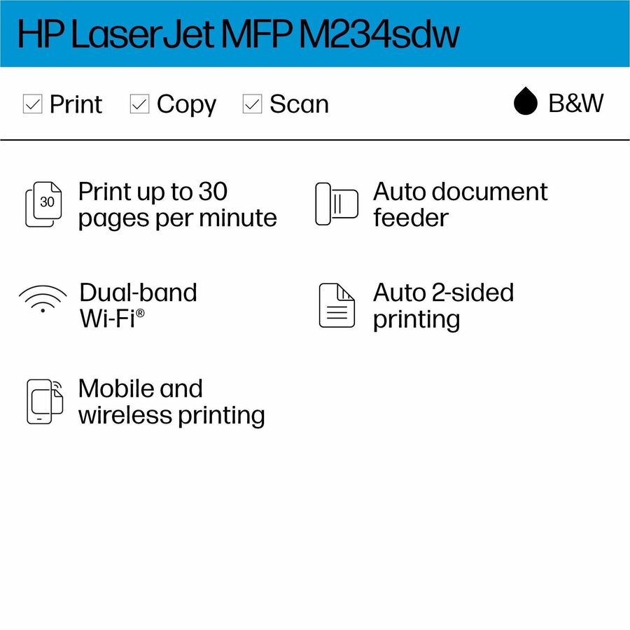 HP LaserJet M234sdw Laser Multifunction Printer-Monochrome