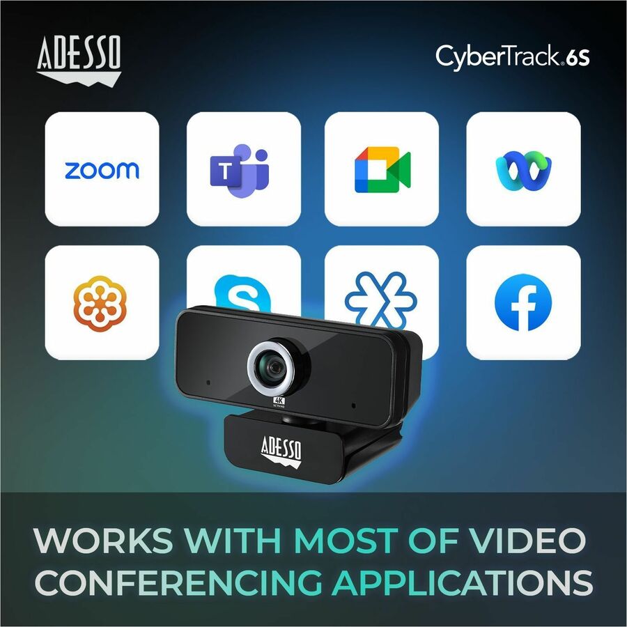 Adesso CyberTrack 6S Webcam - 8 Megapixel - 30 fps - USB 2.0 - TAA Compliant