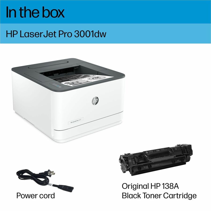 HP LaserJet Pro 3000 3001dw Desktop Wireless Laser Printer - Monochrome