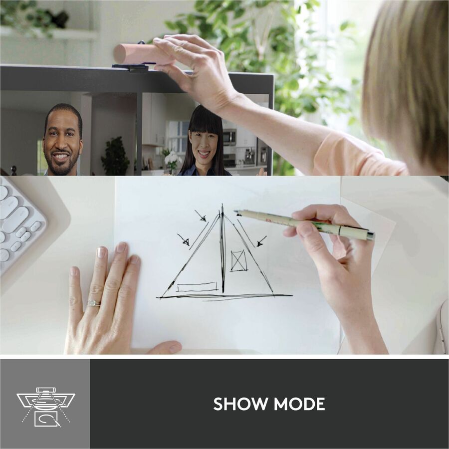 Logitech Brio 500 Full HD webcam, auto framing, noise-reducing mics, privacy shutter, streaming & video calling, Rose