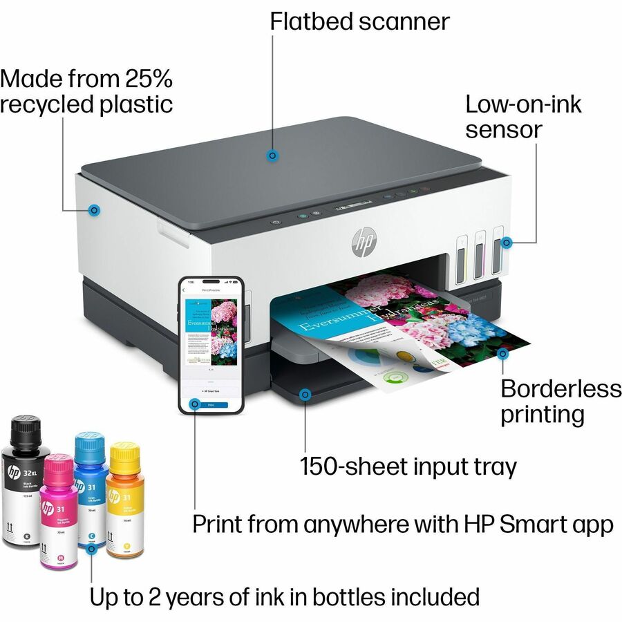 HP 6001 Wireless Smart Tank Inkjet Multifunction Printer - Color