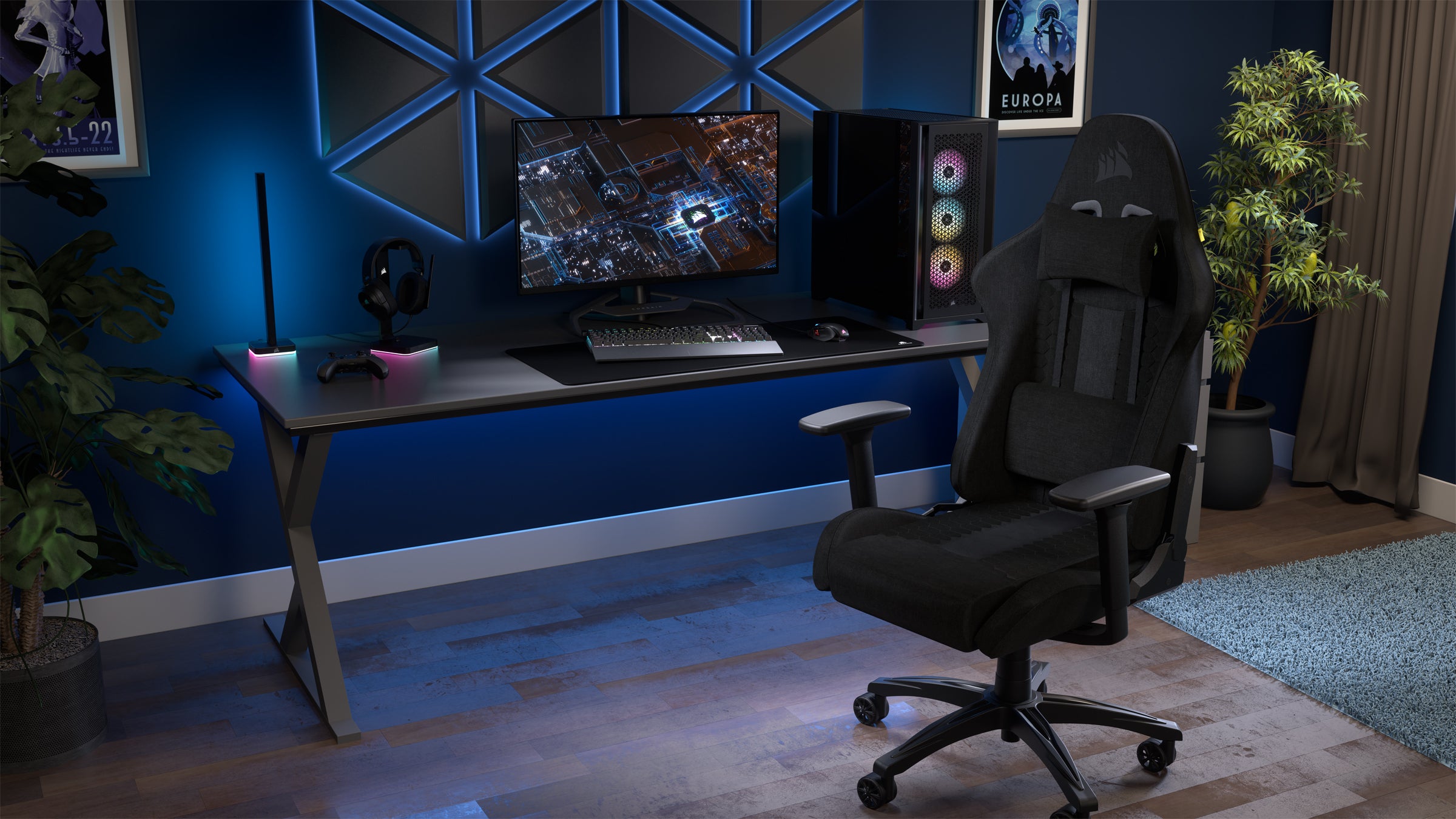 Corsair TC100 RELAXED Gaming Chair - Fabric Black/Grey