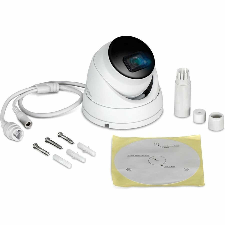TRENDnet Indoor Outdoor 5MP H.265 PoE IR Fixed Turret Network Camera, IP66 Rated Housing, IR Night Vision up to 30m (98 ft.), Security Surveillance Camera, microSD Card Slot, White, TV-IP1515PI