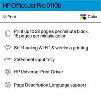 HP Officejet Pro 9110b Desktop Wireless Inkjet Printer - Color