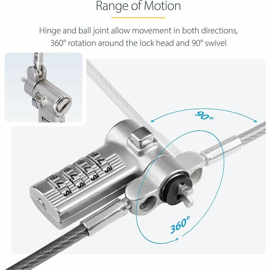 StarTech.com 25-Pack Universal Laptop Lock 6.6ft, Serialized Combo Security Cable For Notebook, Compatible w/Noble Wedge®/Nano/K-Slot