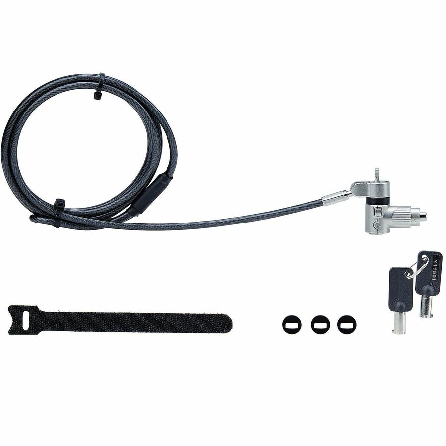 StarTech.com 3-in-1 Universal Laptop Lock 6.6ft, Master Keyed Locking Cable, Security Cable, Compatible w/Noble Wedge®/Nano/K-Slot