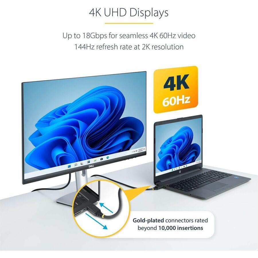 StarTech.com 3ft (0.9m) Premium Certified High Speed HDMI Cable, 4K 60Hz/1440p 144Hz, 18Gbps, UHD HDMI 2.0 Cord, TPE Jacket
