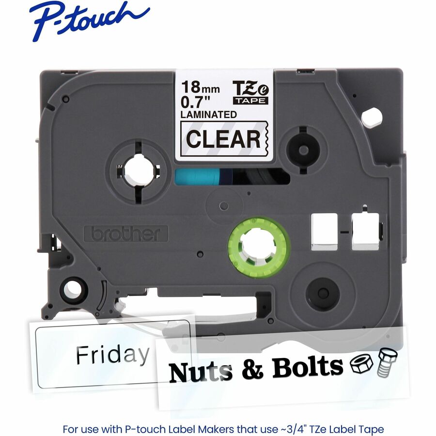 Brother Genuine P-touch TZe141 BK on CLR Label Tape, Laminated, 18mmX8m
