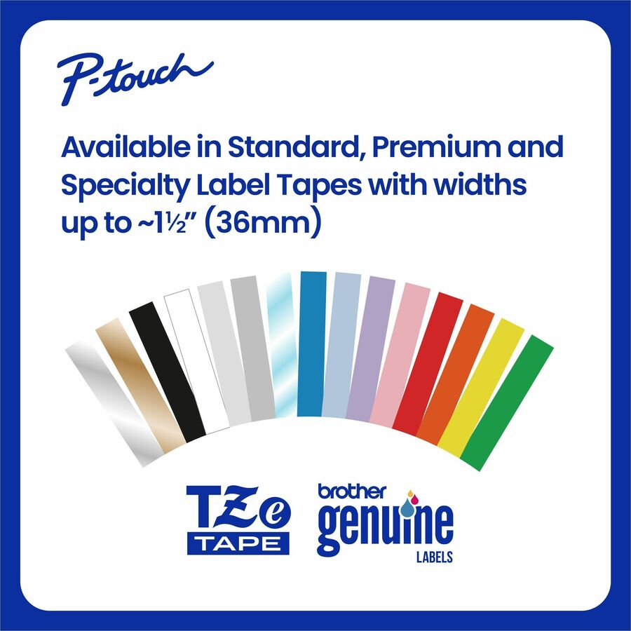 Brother Genuine P-touch TZeS221 BK on WHT Label Tape, Strong Adhesive Lam., 9mmX8m