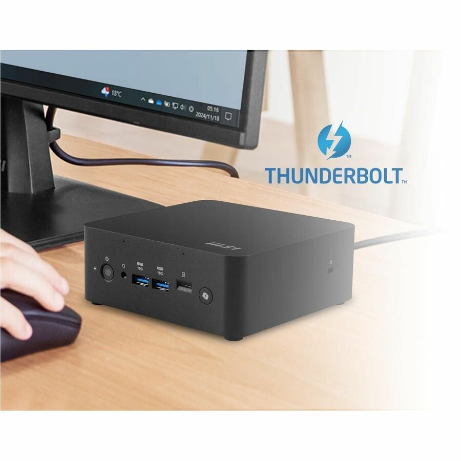 MSI Cubi NUC AI+ 2MG Cubi NUC AI+ 2MG-022US Desktop Computer - Intel Core Ultra 9 288V - 32 GB - 1 TB SSD - Mini PC - Black