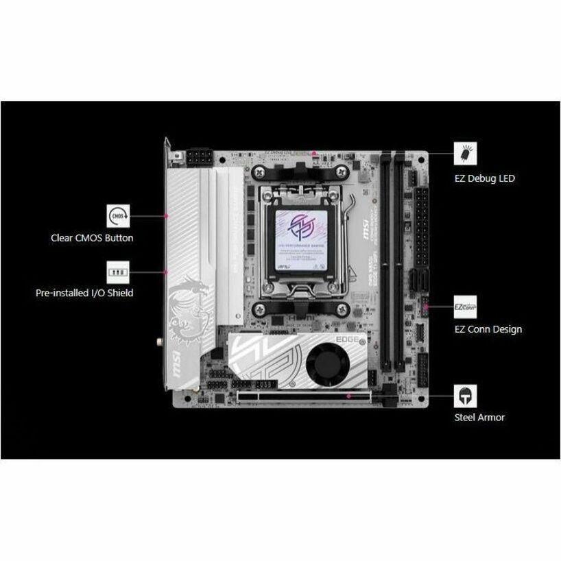 MSI MPG B850I EDGE TI WIFI Gaming Desktop Motherboard - AMD B850 Chipset - Socket AM5 - Mini ITX