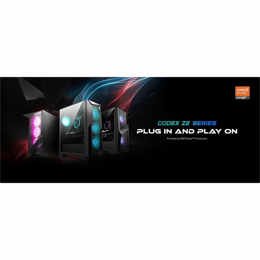 MSI Codex Z2 Codex Z2 D8NVL-488US Gaming Desktop Computer - AMD Ryzen 5 8400F - 16 GB - 1 TB SSD - Black