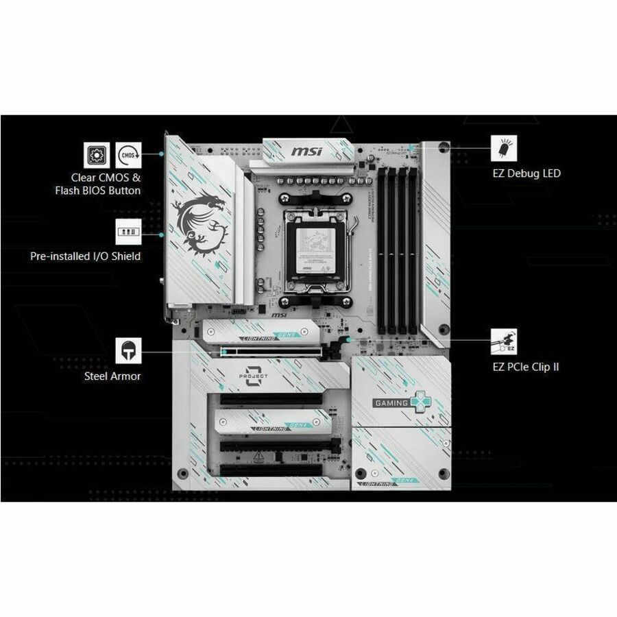 MSI B850 GAMING PLUS WIFI PZ Gaming Desktop Motherboard - AMD B850 Chipset - Socket AM5 - ATX